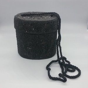 Black Beaded Vintage Evening Bag